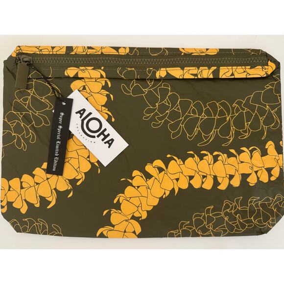 Aloha Collection Super Special limited Edition Puakenikeni Olive Mid Pouch - Picture 1 of 5